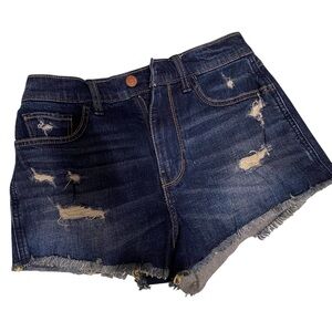 Hollister Blue Jean Shorts Distressed Raw Hem